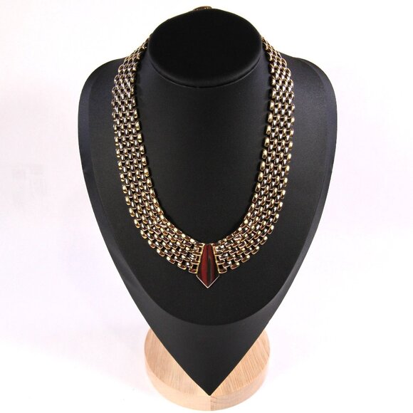 Vintage Egyptian Revival Cleopatra Necklace Gold Tone - Picture 2 of 6